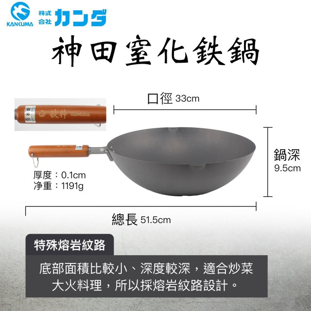 {母親節優惠} 神田熔岩紋窒化鐵鍋26公分+吉川可立式強化玻璃鐵製鍋蓋26公分-贈龜之子束子*1